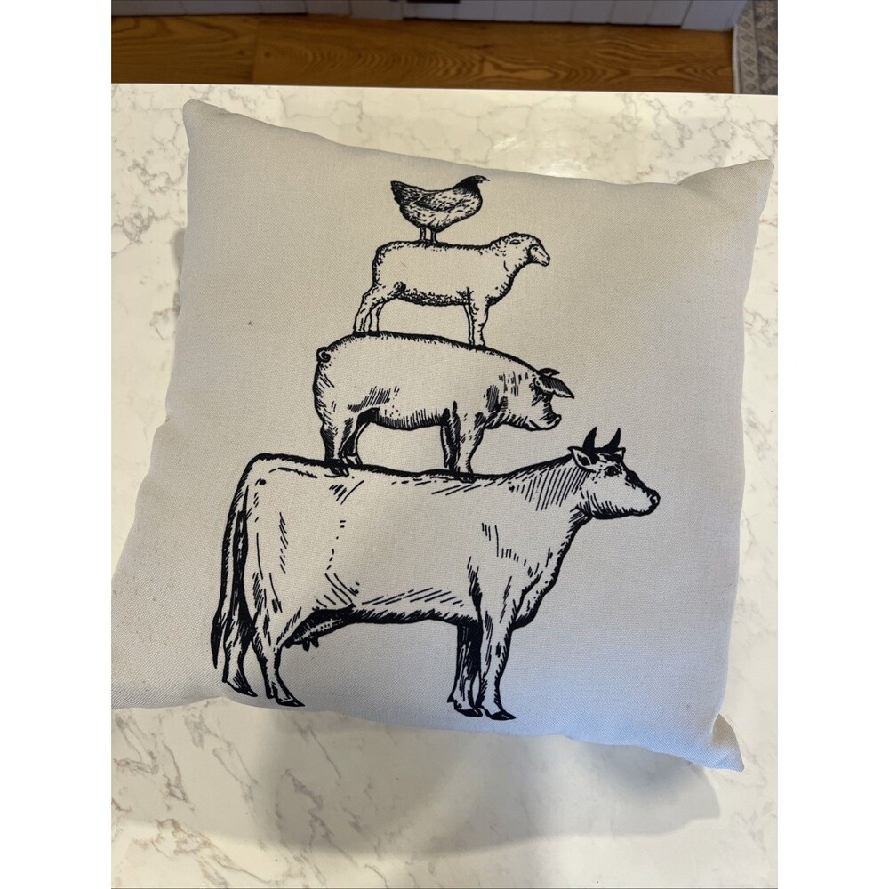 Farm Animal Throw Pillow 16x16 Farmhouse Home Decor Country Home Farm